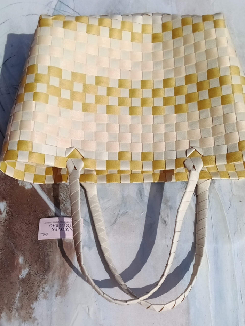 Bamboo weeved tote bag.